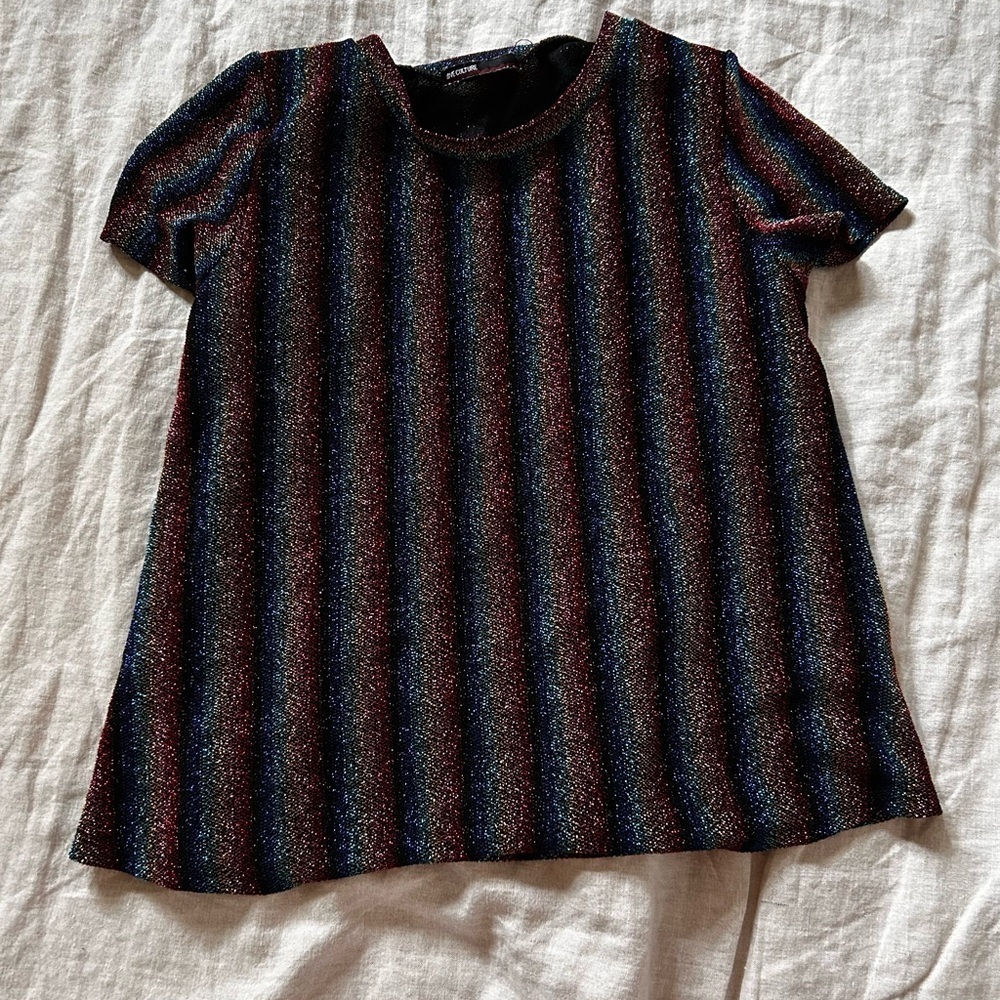 Love Culture Multicolor Striped Short Sleeve Tee